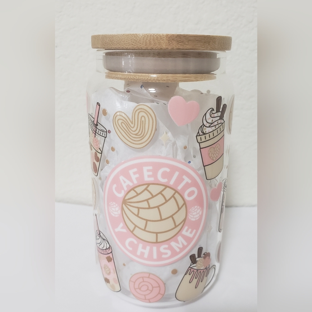 New libby glass with cafesito print size 12 oz